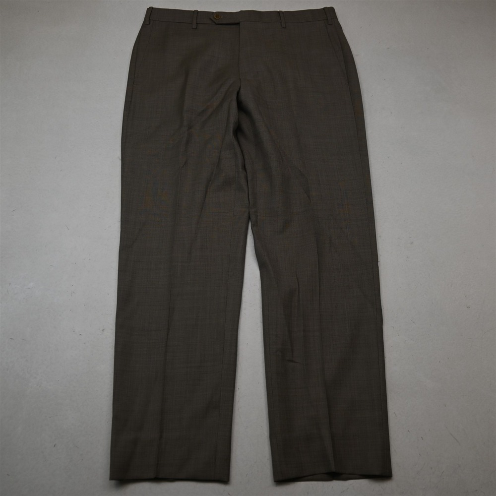 Zanella 33x30 Light Brown 100% Wool Sharkskin Parker Slim Flat Front Dress Pants